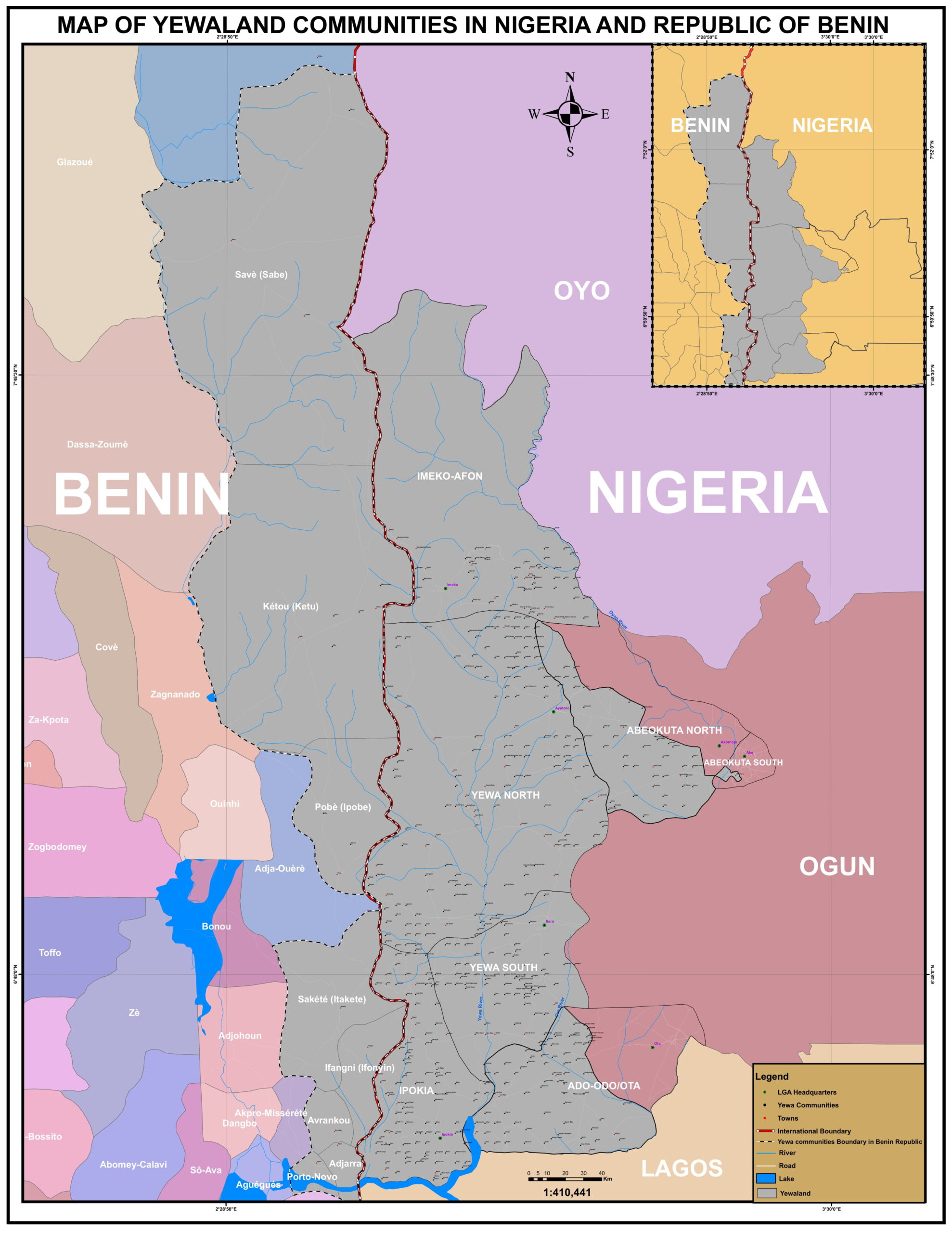 YEWALAND Benin and Nigeria map